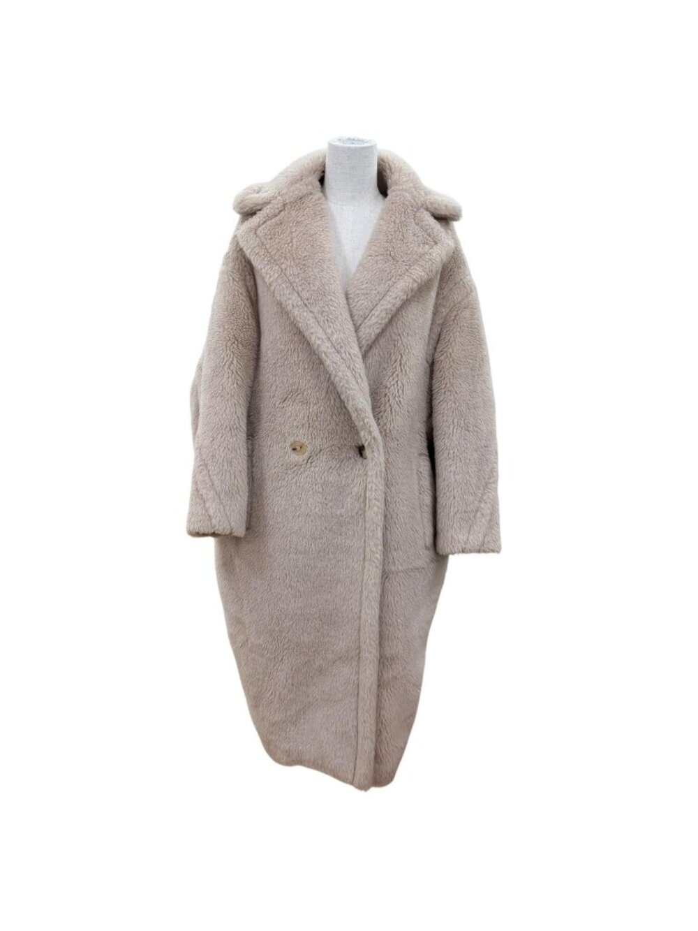 Max Mara Teddy Bear Alpaca Silk Blend Coat Beige XS